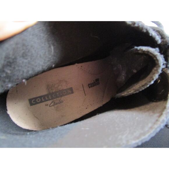 Collection By Clarks Black Suede Med. Wedge Heel Lace Up Ankle Boots Women 6.5 - Picture 9 of 10